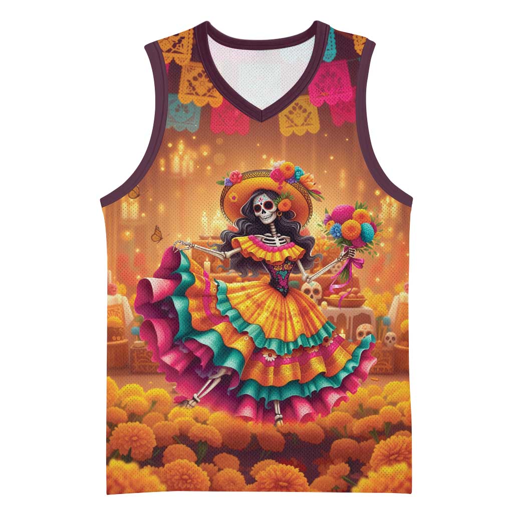 Mexico Day Of The Dead Basketball Jersey Día de los Muertos Catrina - Wonder Print Shop