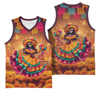 Mexico Day Of The Dead Basketball Jersey Día de los Muertos Catrina - Wonder Print Shop