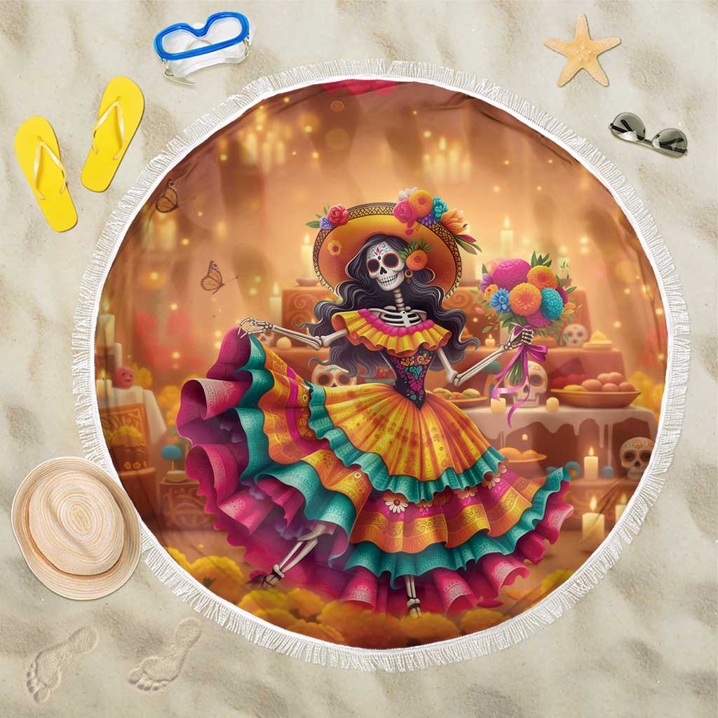 Mexico Day Of The Dead Beach Blanket Día de los Muertos Catrina - Wonder Print Shop