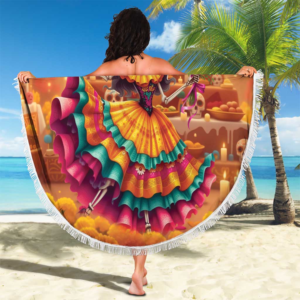 Mexico Day Of The Dead Beach Blanket Día de los Muertos Catrina - Wonder Print Shop