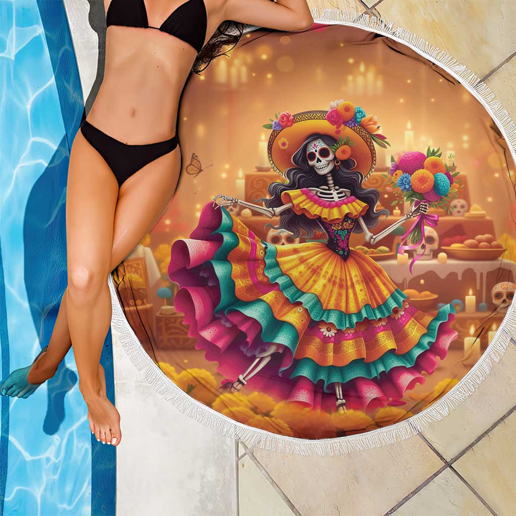 Mexico Day Of The Dead Beach Blanket Día de los Muertos Catrina - Wonder Print Shop