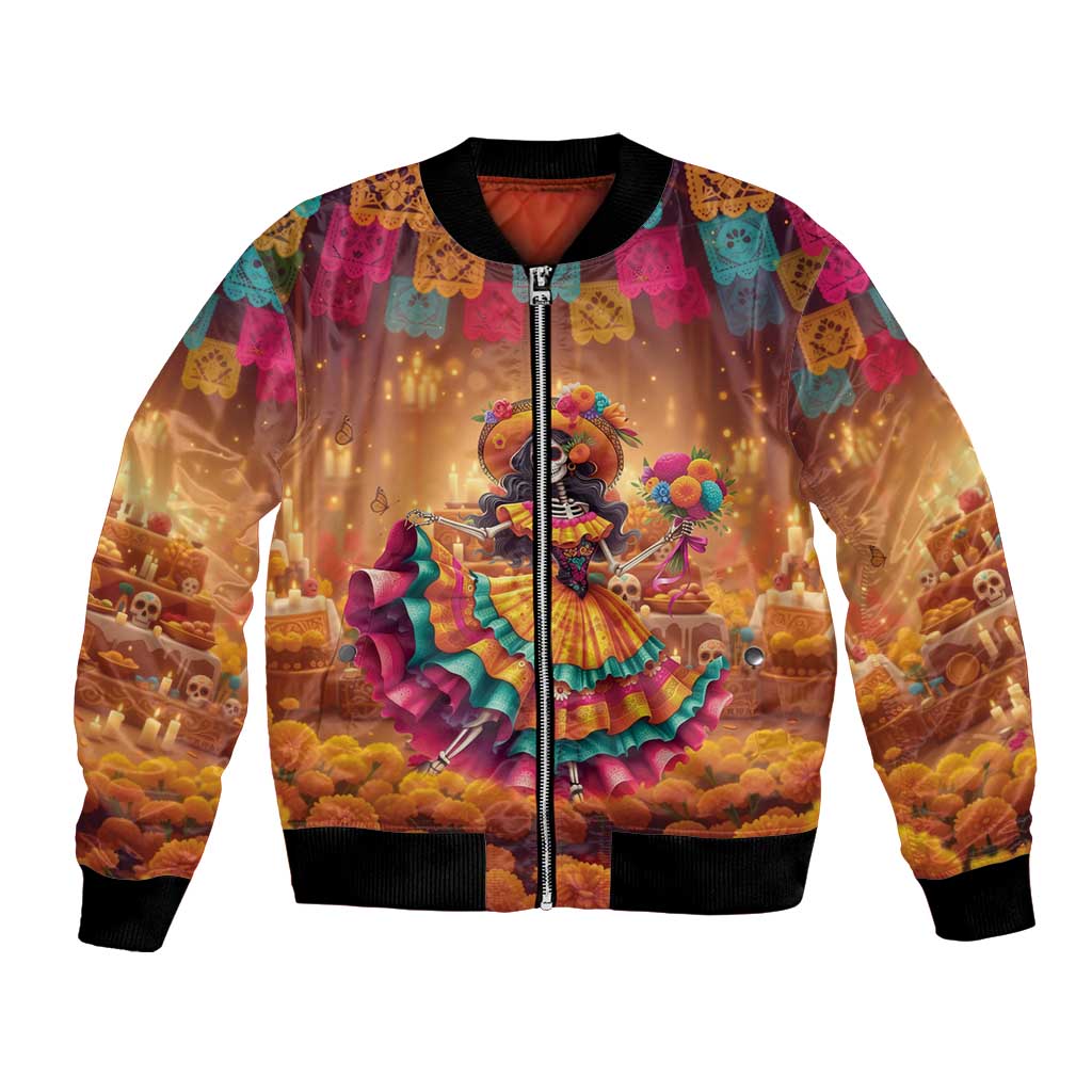 Mexico Day Of The Dead Bomber Jacket Día de los Muertos Catrina - Wonder Print Shop