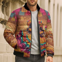 Mexico Day Of The Dead Bomber Puffer Jacket Día de los Muertos Catrina - Wonder Print Shop