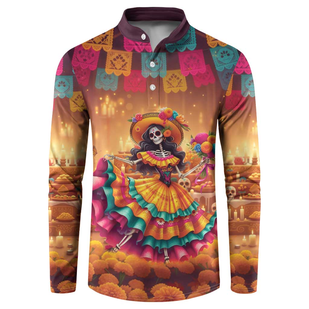 Mexico Day Of The Dead Button Sweatshirt Día de los Muertos Catrina - Wonder Print Shop