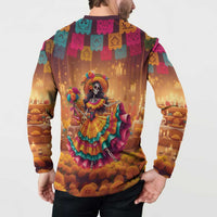 Mexico Day Of The Dead Button Sweatshirt Día de los Muertos Catrina - Wonder Print Shop