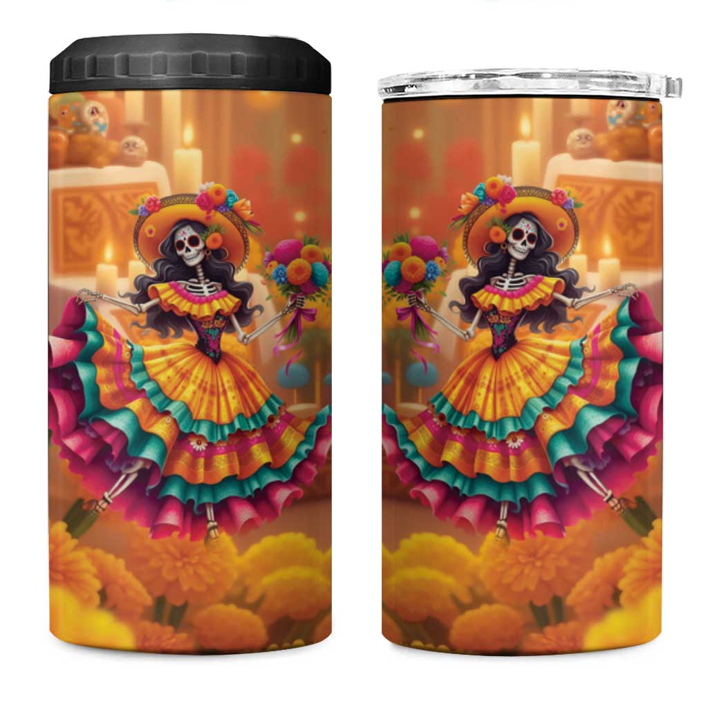 Mexico Day Of The Dead 4 in 1 Can Cooler Tumbler Día de los Muertos Catrina - Wonder Print Shop