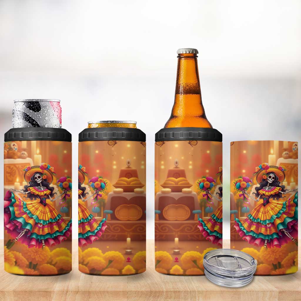 Mexico Day Of The Dead 4 in 1 Can Cooler Tumbler Día de los Muertos Catrina - Wonder Print Shop