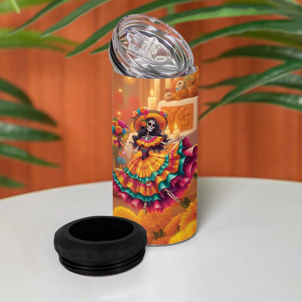 Mexico Day Of The Dead 4 in 1 Can Cooler Tumbler Día de los Muertos Catrina - Wonder Print Shop