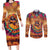 Mexico Day Of The Dead Couples Matching Long Sleeve Bodycon Dress and Long Sleeve Button Shirt Día de los Muertos Catrina - Wonder Print Shop
