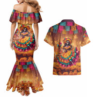Mexico Day Of The Dead Couples Matching Mermaid Dress and Hawaiian Shirt Día de los Muertos Catrina - Wonder Print Shop