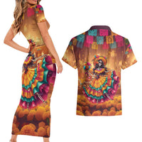 Mexico Day Of The Dead Couples Matching Short Sleeve Bodycon Dress and Hawaiian Shirt Día de los Muertos Catrina - Wonder Print Shop