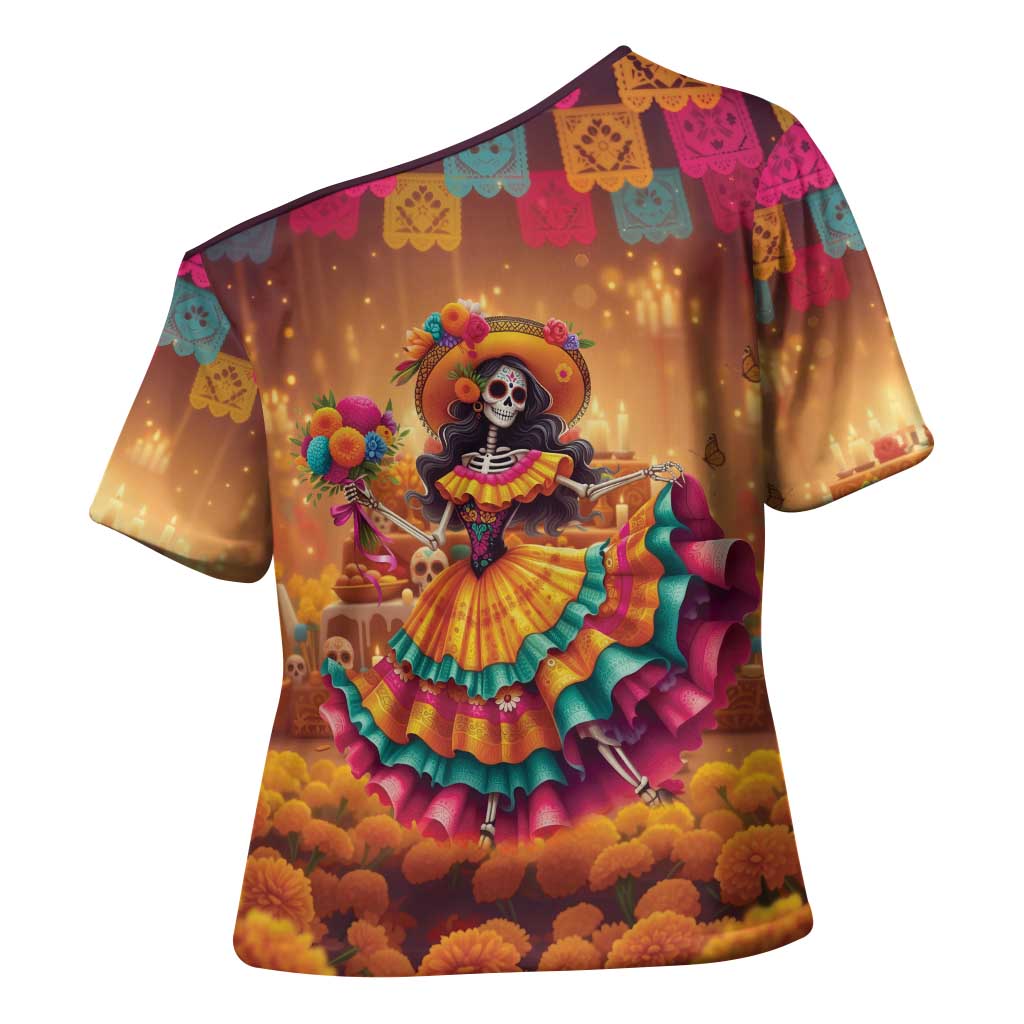 Mexico Day Of The Dead Cross Shoulder Shirt Día de los Muertos Catrina - Wonder Print Shop