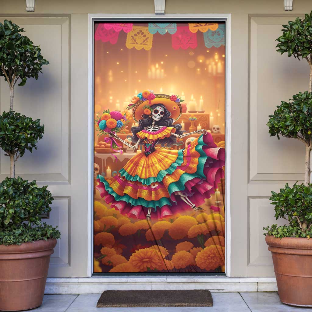 Mexico Day Of The Dead Door Cover Día de los Muertos Catrina - Wonder Print Shop