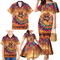 Mexico Day Of The Dead Family Matching Mermaid Dress and Hawaiian Shirt Día de los Muertos Catrina - Wonder Print Shop