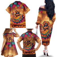 Mexico Day Of The Dead Family Matching Off The Shoulder Long Sleeve Dress and Hawaiian Shirt Día de los Muertos Catrina - Wonder Print Shop