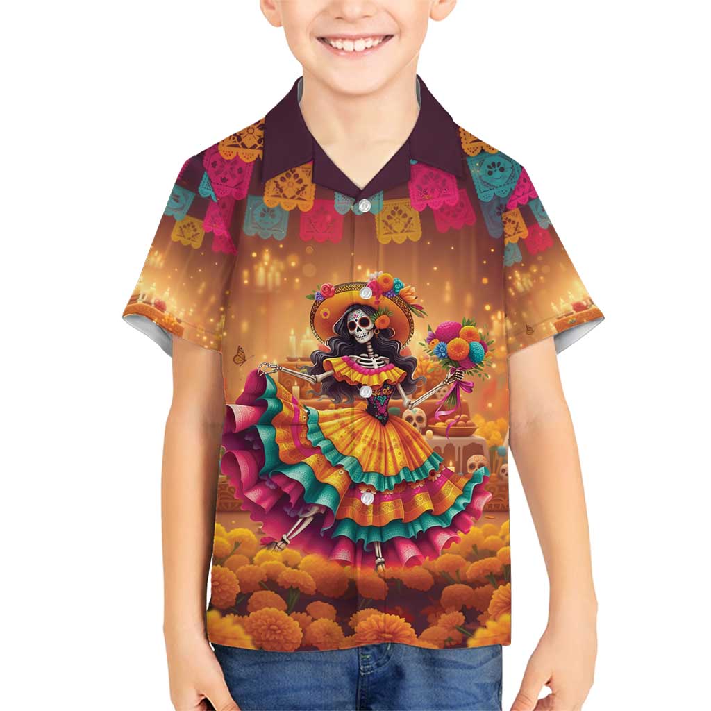 Mexico Day Of The Dead Family Matching Off Shoulder Maxi Dress and Hawaiian Shirt Día de los Muertos Catrina - Wonder Print Shop