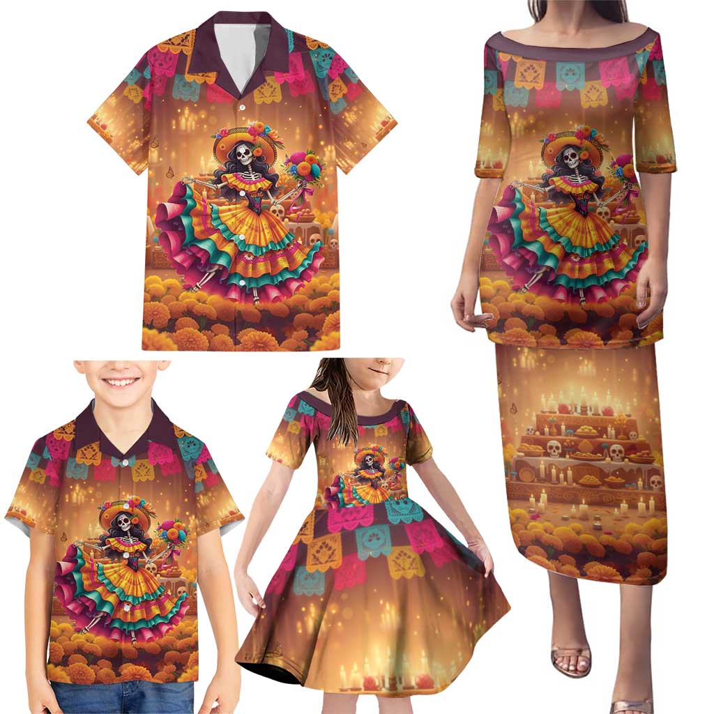 Mexico Day Of The Dead Family Matching Puletasi and Hawaiian Shirt Día de los Muertos Catrina - Wonder Print Shop