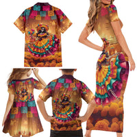 Mexico Day Of The Dead Family Matching Short Sleeve Bodycon Dress and Hawaiian Shirt Día de los Muertos Catrina - Wonder Print Shop