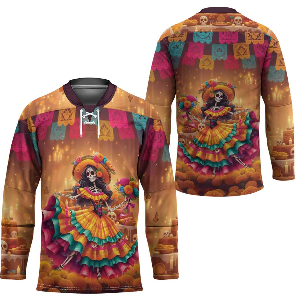 Mexico Day Of The Dead Hockey Jersey Día de los Muertos Catrina - Wonder Print Shop