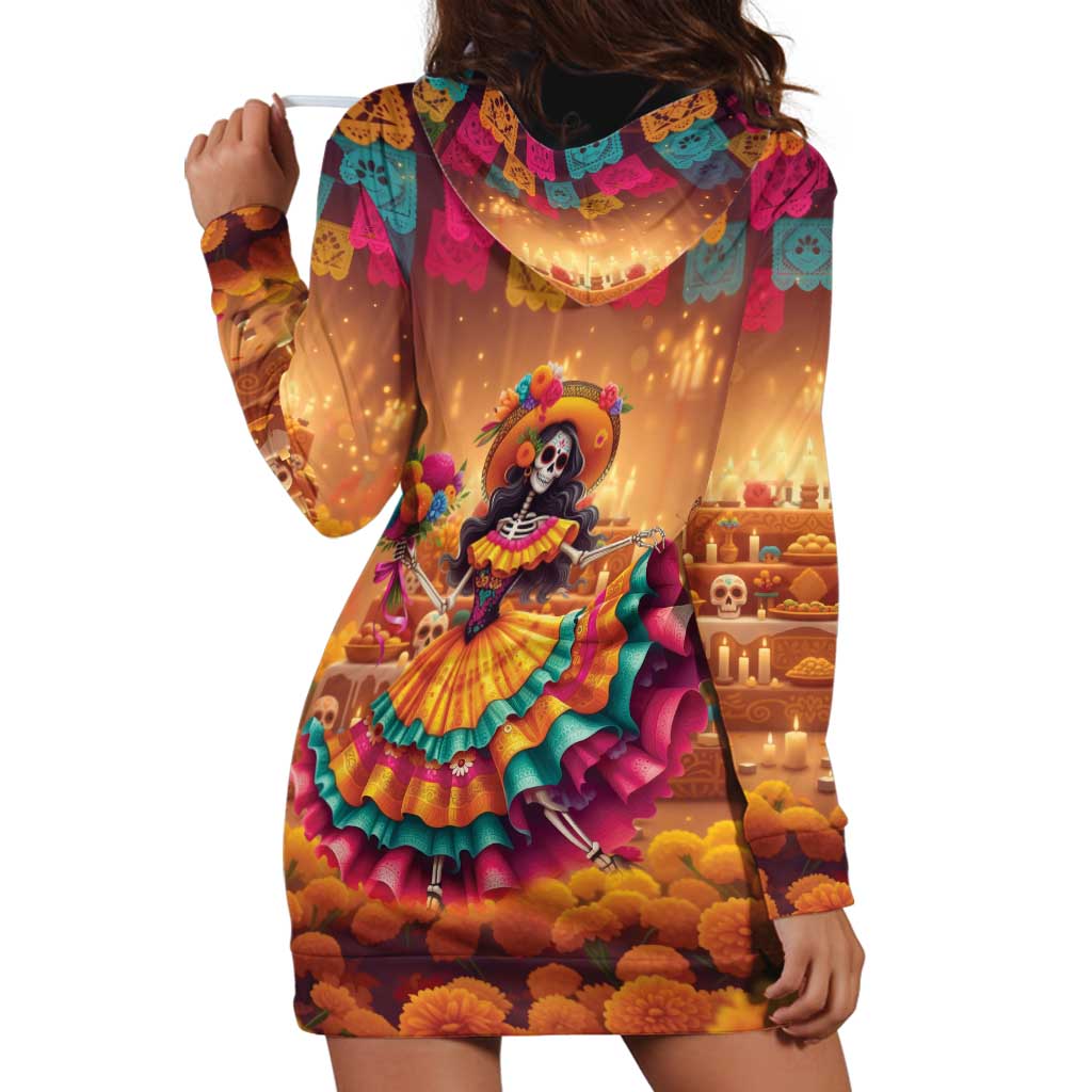 Mexico Day Of The Dead Hoodie Dress Día de los Muertos Catrina - Wonder Print Shop