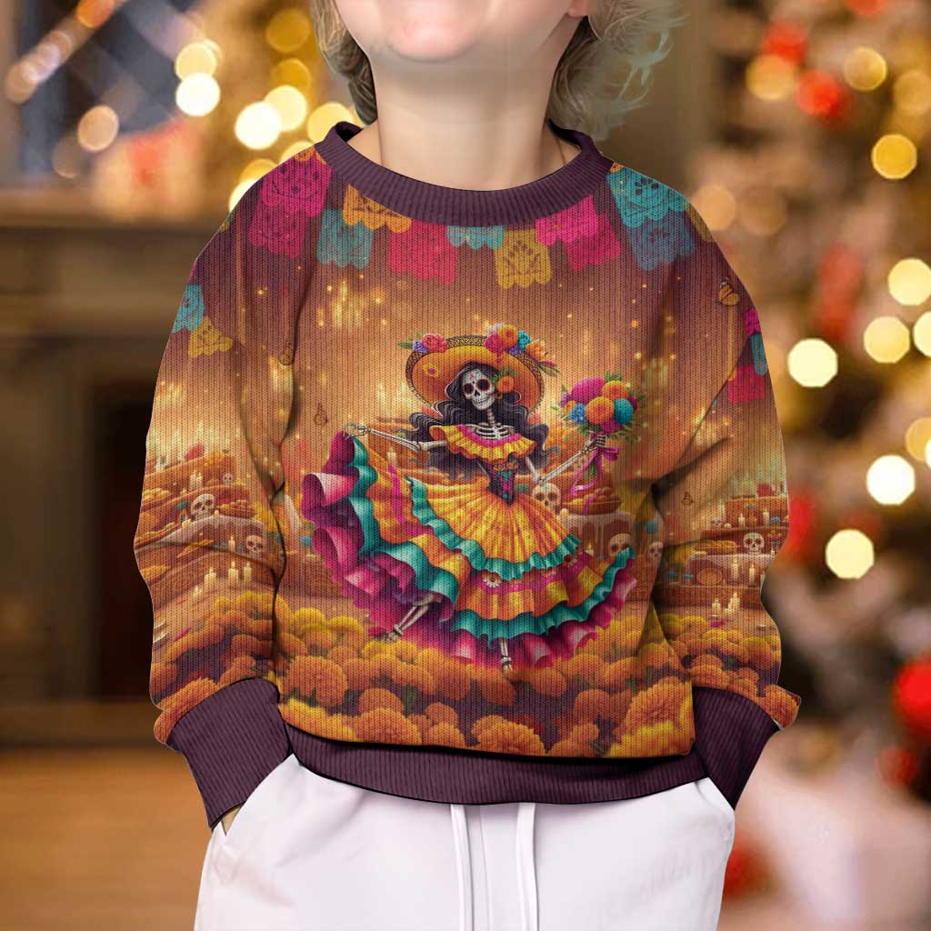 Mexico Day Of The Dead Kid Ugly Christmas Sweater Día de los Muertos Catrina - Wonder Print Shop