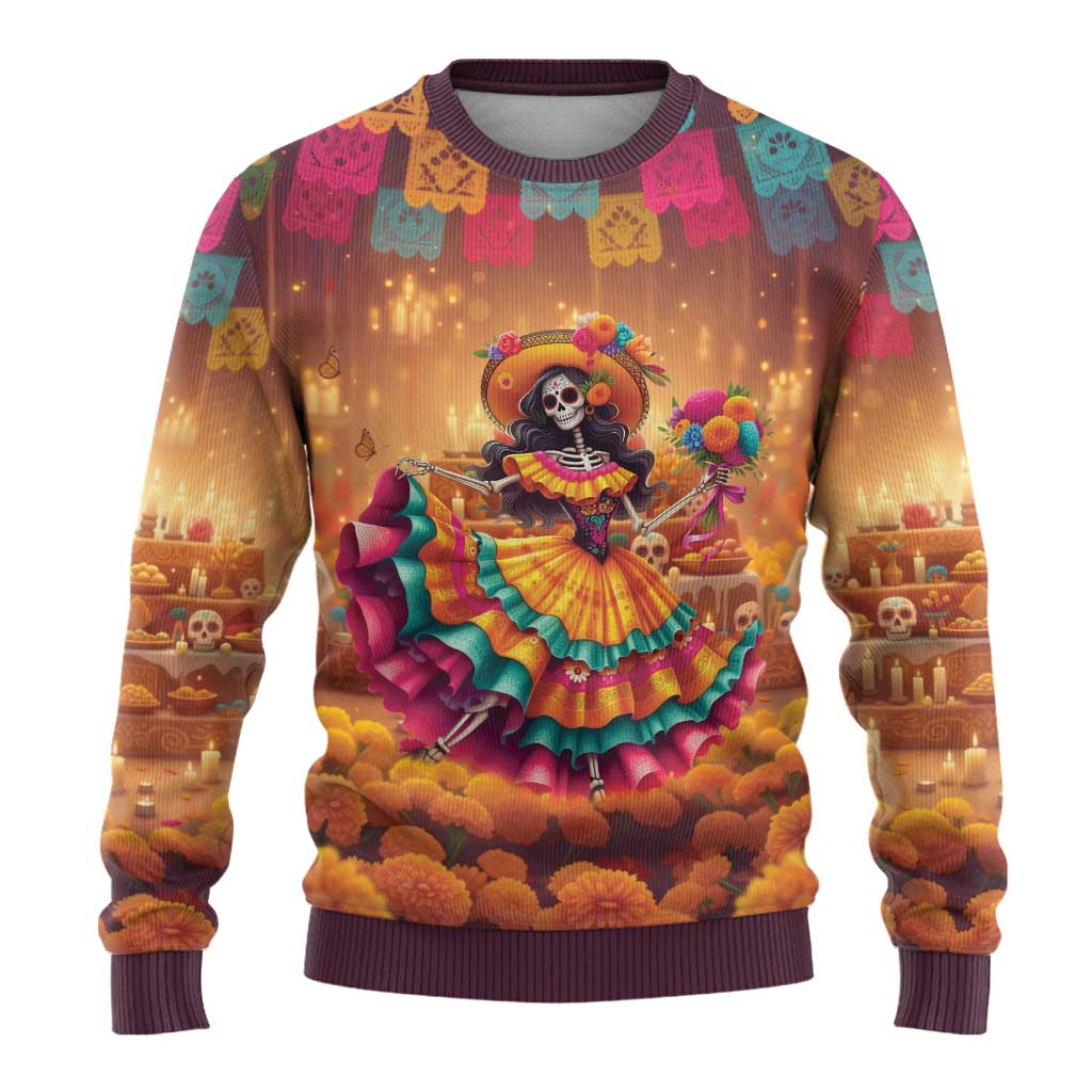 Mexico Day Of The Dead Ugly Christmas Sweater Día de los Muertos Catrina - Wonder Print Shop