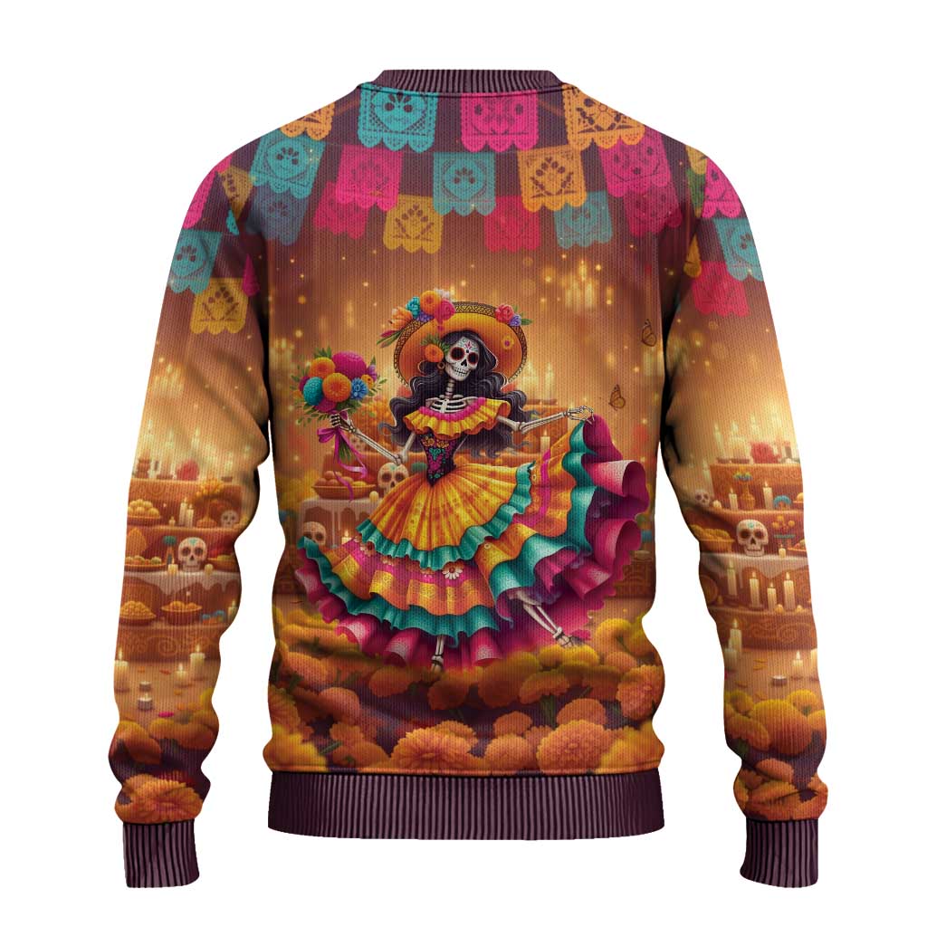 Mexico Day Of The Dead Ugly Christmas Sweater Día de los Muertos Catrina - Wonder Print Shop