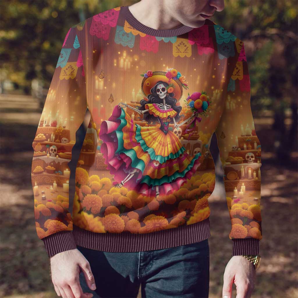 Mexico Day Of The Dead Ugly Christmas Sweater Día de los Muertos Catrina - Wonder Print Shop