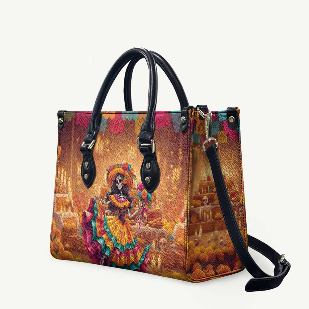 Mexico Day Of The Dead Leather Bag Día de los Muertos Catrina - Wonder Print Shop