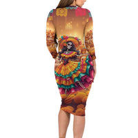 Mexico Day Of The Dead Long Sleeve Bodycon Dress Día de los Muertos Catrina - Wonder Print Shop