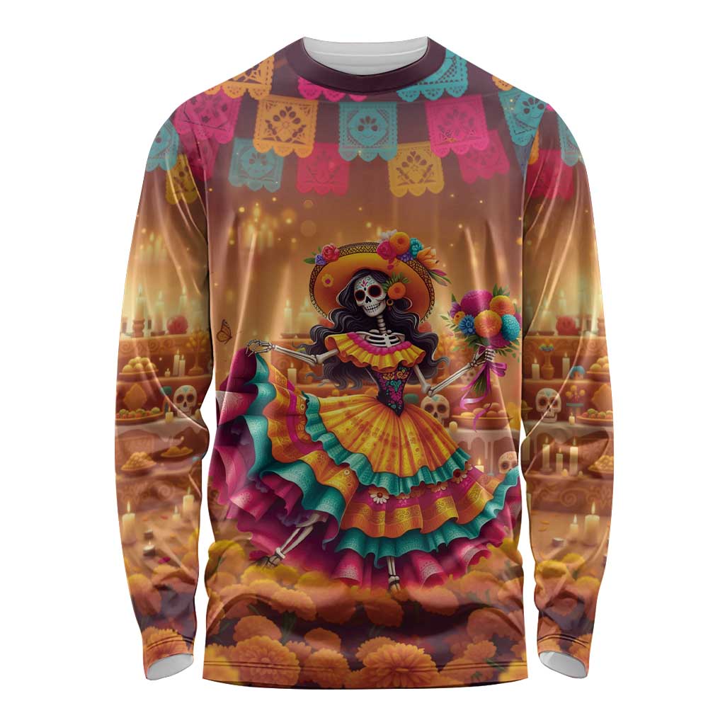 Mexico Day Of The Dead Long Sleeve Shirt Día de los Muertos Catrina - Wonder Print Shop