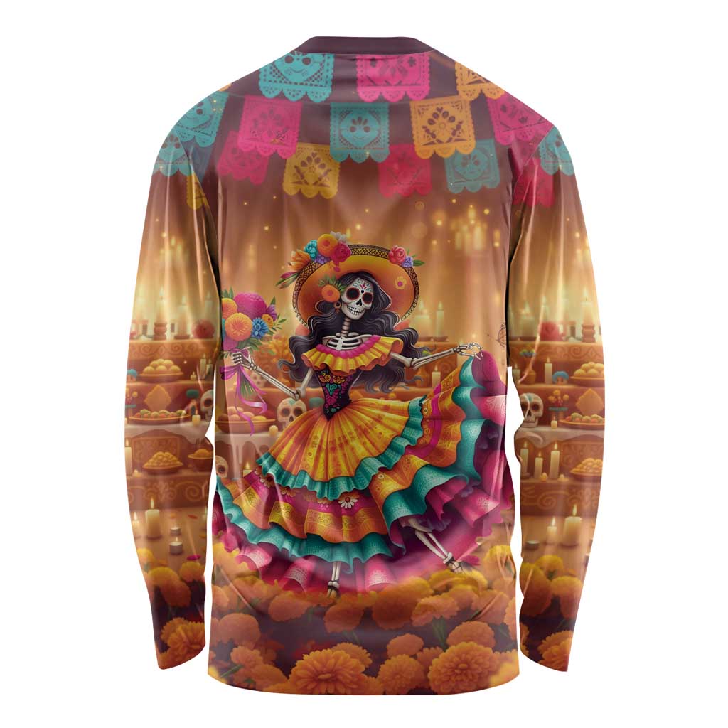 Mexico Day Of The Dead Long Sleeve Shirt Día de los Muertos Catrina - Wonder Print Shop
