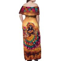 Mexico Day Of The Dead Off Shoulder Maxi Dress Día de los Muertos Catrina - Wonder Print Shop