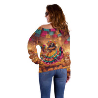 Mexico Day Of The Dead Off Shoulder Sweater Día de los Muertos Catrina - Wonder Print Shop