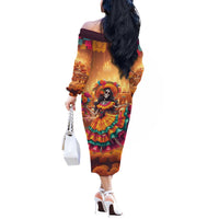Mexico Day Of The Dead Off The Shoulder Long Sleeve Dress Día de los Muertos Catrina - Wonder Print Shop