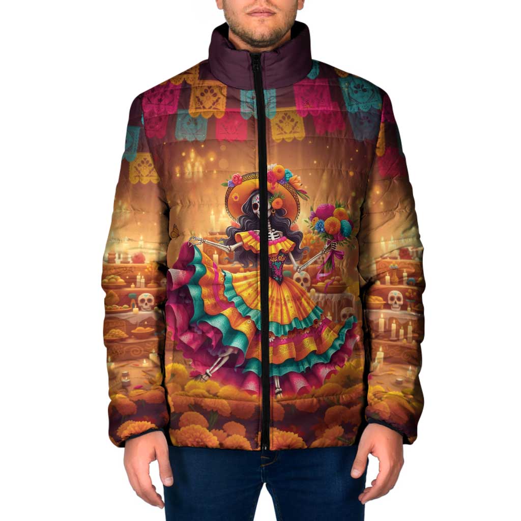 Mexico Day Of The Dead Padded Jacket Día de los Muertos Catrina - Wonder Print Shop