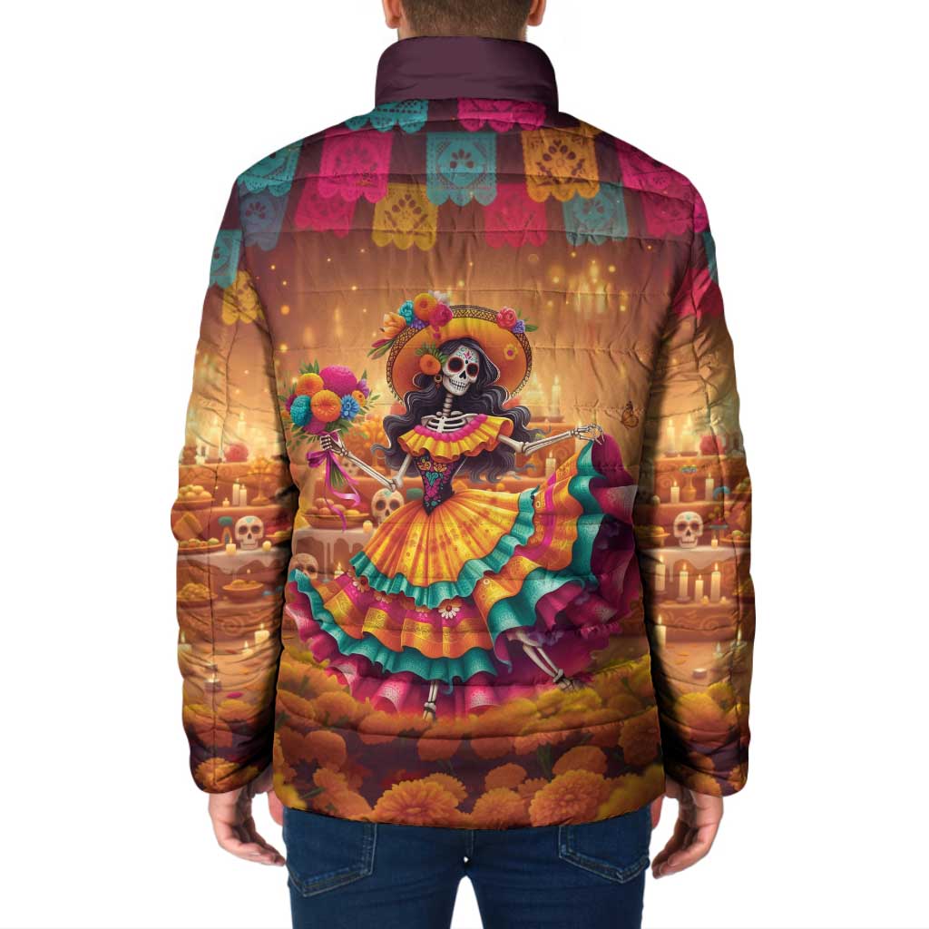 Mexico Day Of The Dead Padded Jacket Día de los Muertos Catrina - Wonder Print Shop