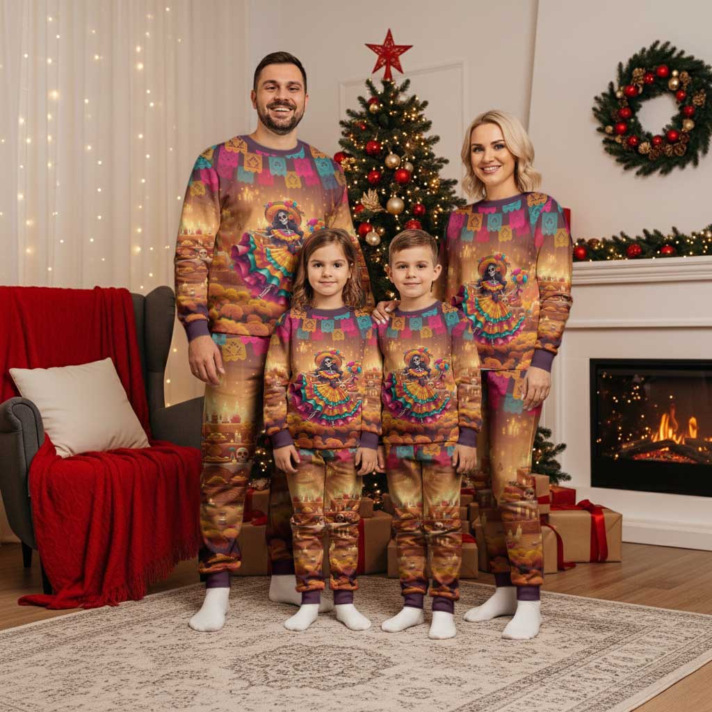 Mexico Day Of The Dead Christmas Pajama Set Día de los Muertos Catrina - Wonder Print Shop