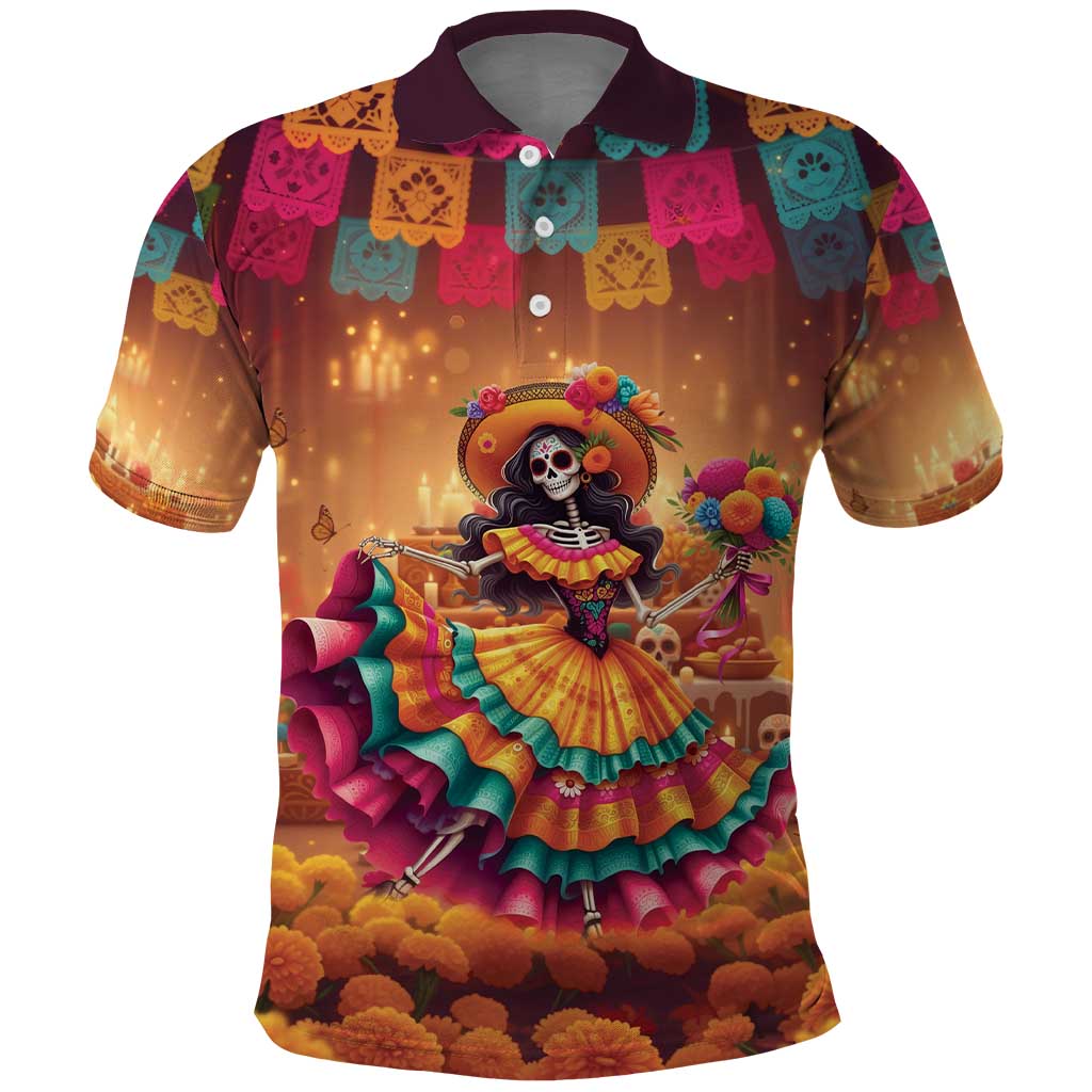 Mexico Day Of The Dead Polo Shirt Día de los Muertos Catrina - Wonder Print Shop
