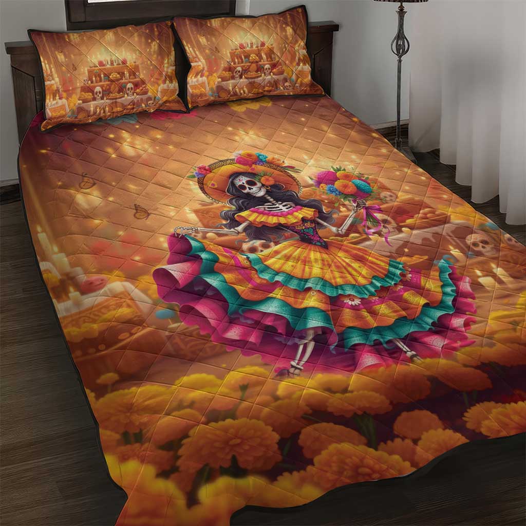 Mexico Day Of The Dead Quilt Bed Set Día de los Muertos Catrina - Wonder Print Shop
