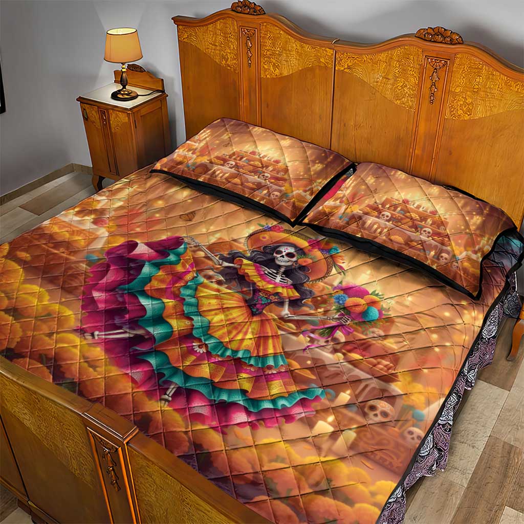 Mexico Day Of The Dead Quilt Bed Set Día de los Muertos Catrina - Wonder Print Shop