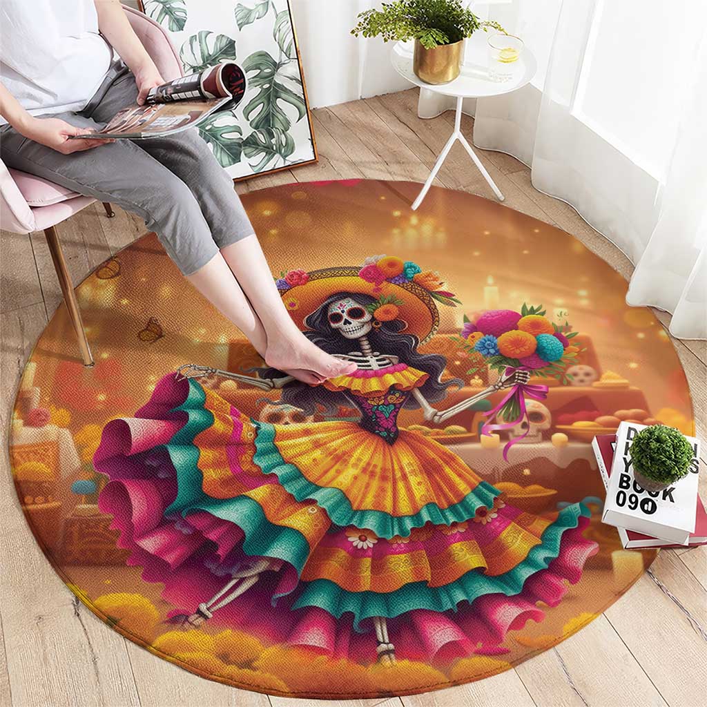 Mexico Day Of The Dead Round Carpet Día de los Muertos Catrina - Wonder Print Shop