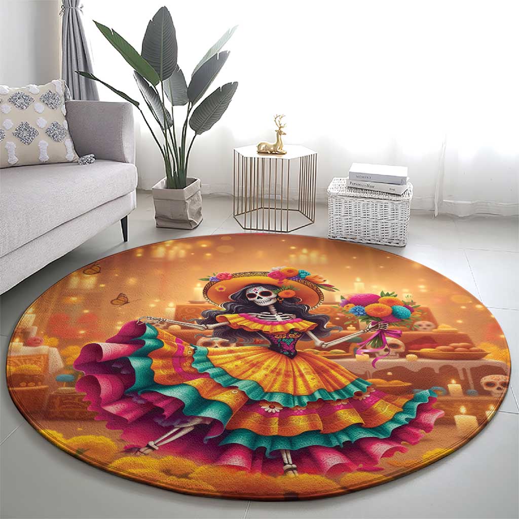 Mexico Day Of The Dead Round Carpet Día de los Muertos Catrina - Wonder Print Shop