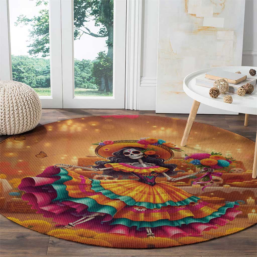 Mexico Day Of The Dead Round Carpet Día de los Muertos Catrina - Wonder Print Shop