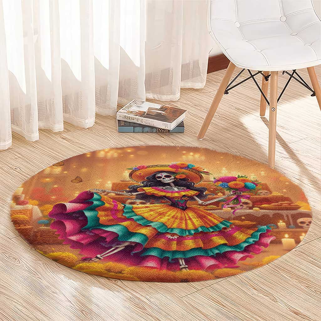 Mexico Day Of The Dead Round Carpet Día de los Muertos Catrina - Wonder Print Shop
