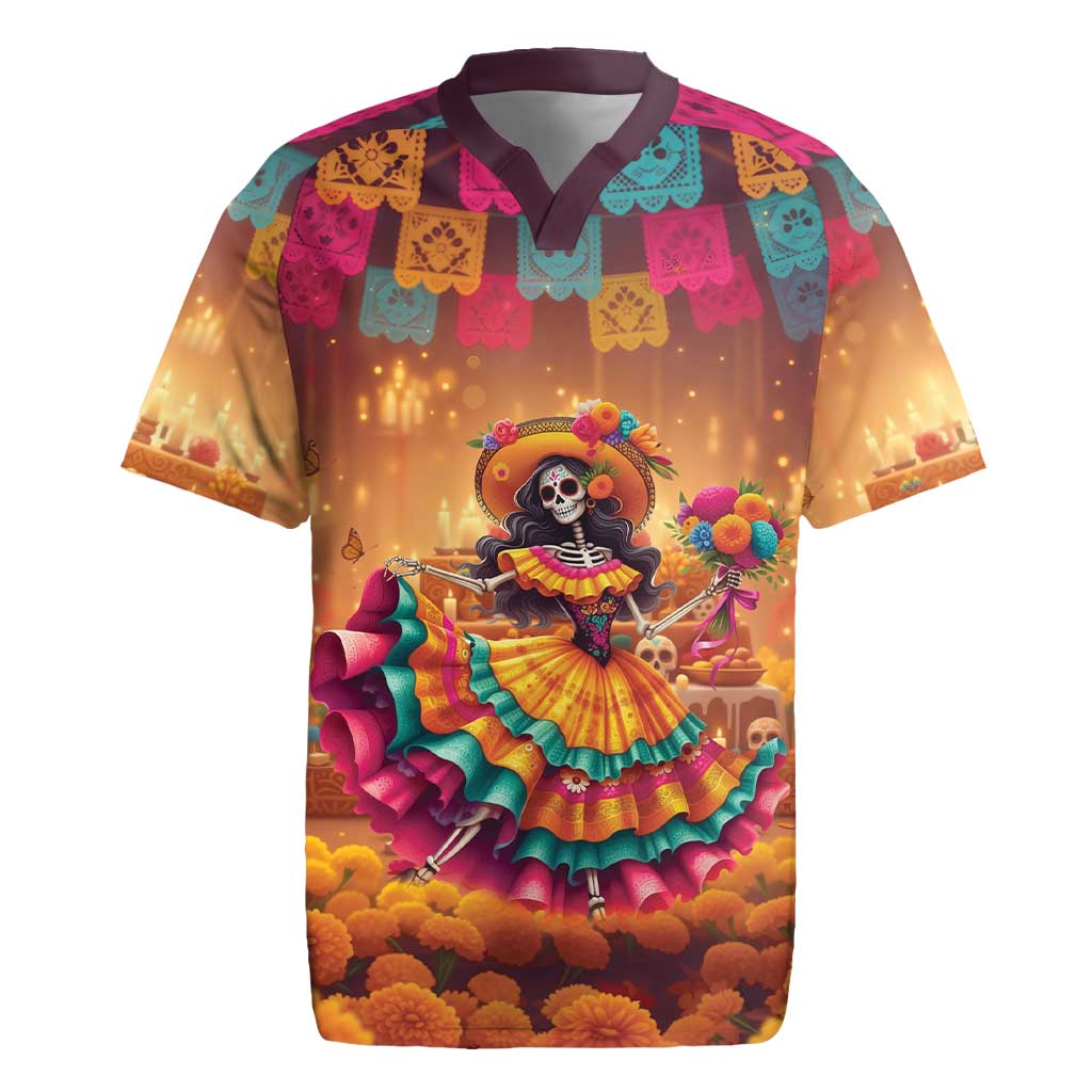 Mexico Day Of The Dead Rugby Jersey Día de los Muertos Catrina - Wonder Print Shop