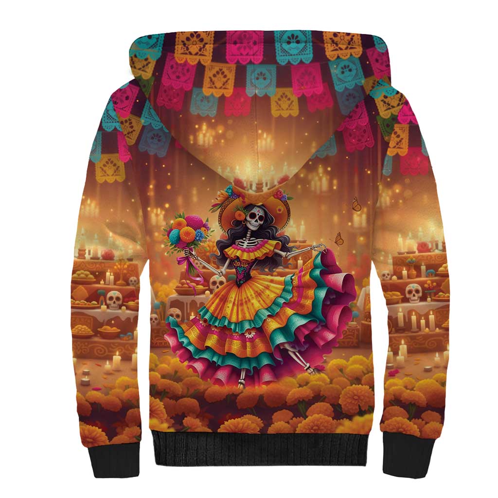 Mexico Day Of The Dead Sherpa Hoodie Día de los Muertos Catrina - Wonder Print Shop