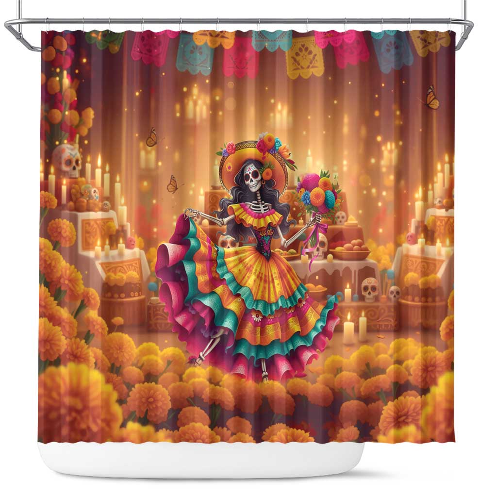 Mexico Day Of The Dead Shower Curtain Día de los Muertos Catrina - Wonder Print Shop
