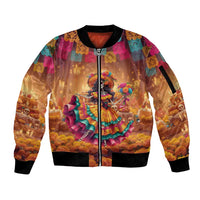 Mexico Day Of The Dead Sleeve Zip Bomber Jacket Día de los Muertos Catrina - Wonder Print Shop
