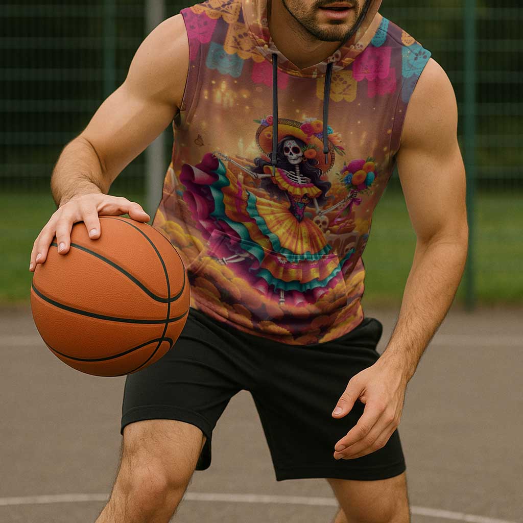 Mexico Day Of The Dead Sleeveless Hoodie Día de los Muertos Catrina - Wonder Print Shop